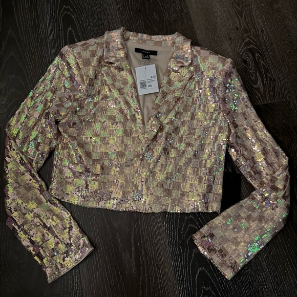 Forever 21 Sequin Checkered Cropped Blazer XS - Picture 9 of 11